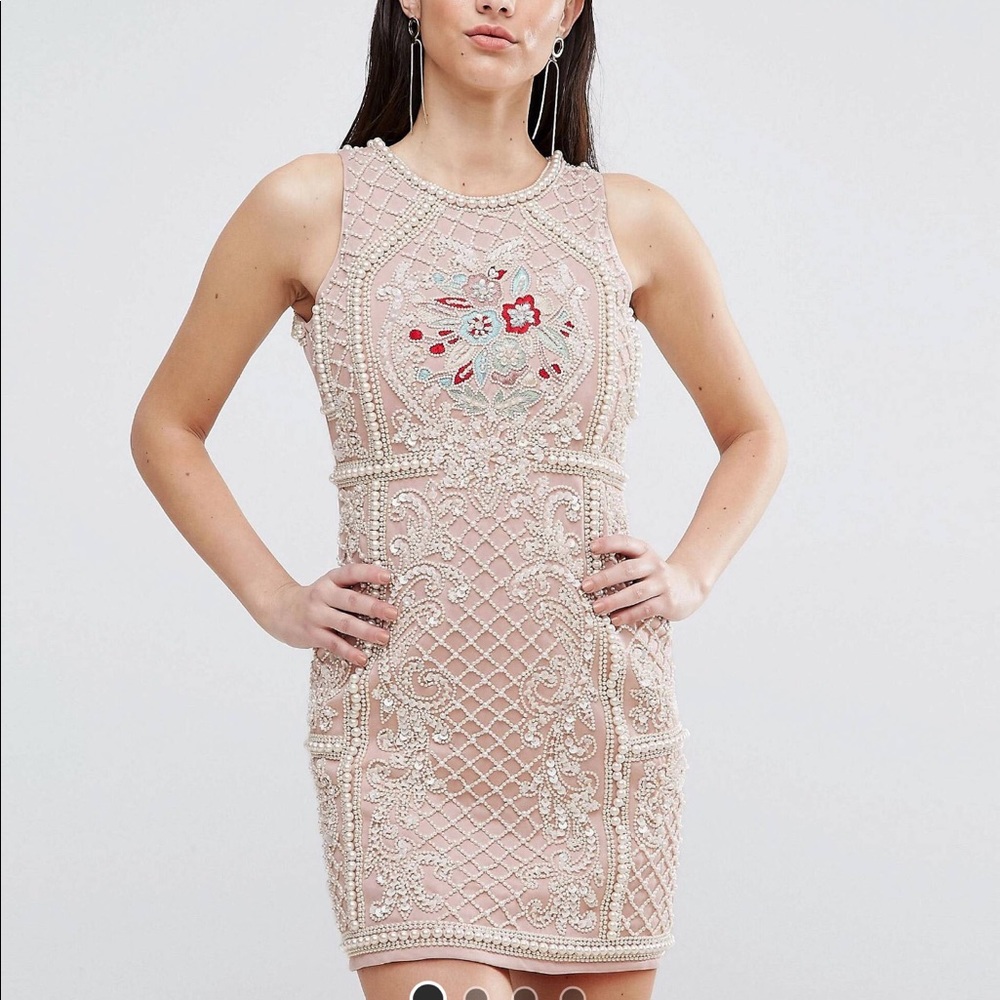 a star is born embellished light pink dress, asos
